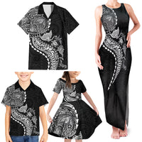 Hawaiian Kakau Tribal Sea Animals Tattoos Family Matching Tank Maxi Dress and Hawaiian Shirt Black Color LT03 - Polynesian Pride