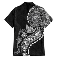 Hawaiian Kakau Tribal Sea Animals Tattoos Family Matching Tank Maxi Dress and Hawaiian Shirt Black Color LT03 - Polynesian Pride