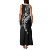 Hawaiian Kakau Tribal Sea Animals Tattoos Family Matching Tank Maxi Dress and Hawaiian Shirt Black Color LT03 - Polynesian Pride