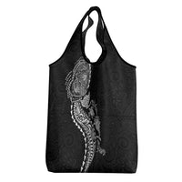Hawaiian Kakau Tribal Sea Animals Tattoos Grocery Bag Black Color