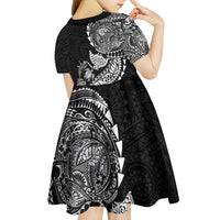 Hawaiian Kakau Tribal Sea Animals Tattoos Kid Short Sleeve Dress Black Color LT03 - Polynesian Pride