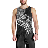 Hawaiian Kakau Tribal Sea Animals Tattoos Men Tank Top Black Color
