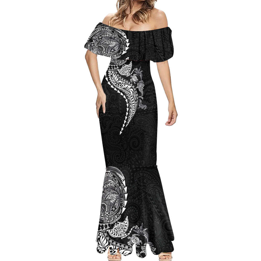 Hawaiian Kakau Tribal Sea Animals Tattoos Mermaid Dress Black Color LT03 - Polynesian Pride