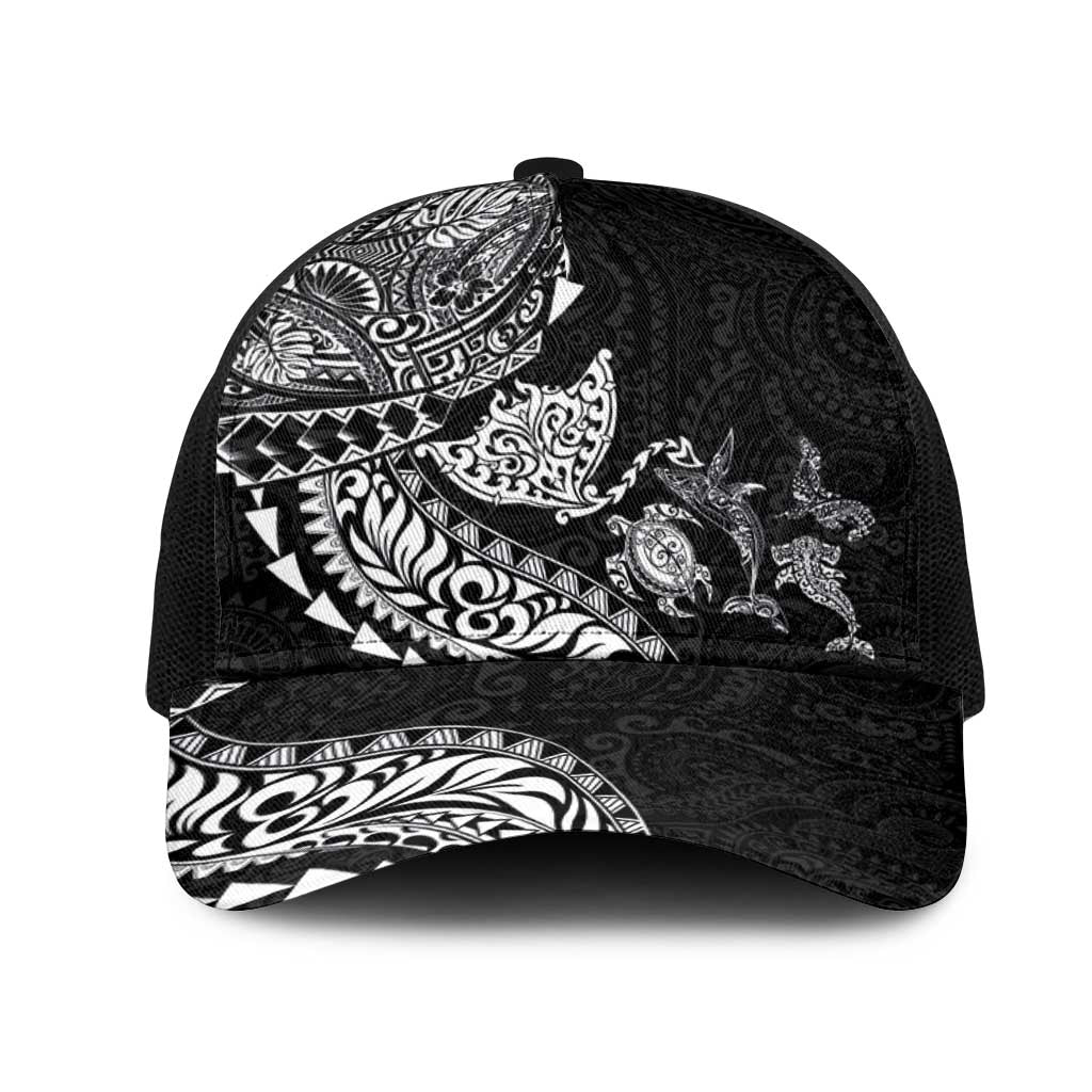 Hawaiian Kakau Tribal Sea Animals Tattoos Mesh Trucker Cap Black Color LT03 One Size Black Black - Polynesian Pride