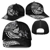 Hawaiian Kakau Tribal Sea Animals Tattoos Mesh Trucker Cap Black Color LT03 - Polynesian Pride