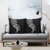 Hawaiian Kakau Tribal Sea Animals Tattoos Pillow Cover Black Color