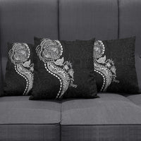 Hawaiian Kakau Tribal Sea Animals Tattoos Pillow Cover Black Color