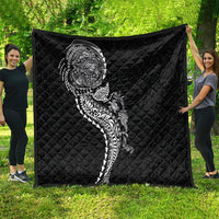 Hawaiian Kakau Tribal Sea Animals Tattoos Quilt Black Color