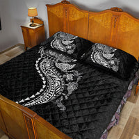 Hawaiian Kakau Tribal Sea Animals Tattoos Quilt Bed Set Black Color