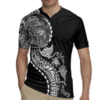 Hawaiian Kakau Tribal Sea Animals Tattoos Rugby Jersey Black Color