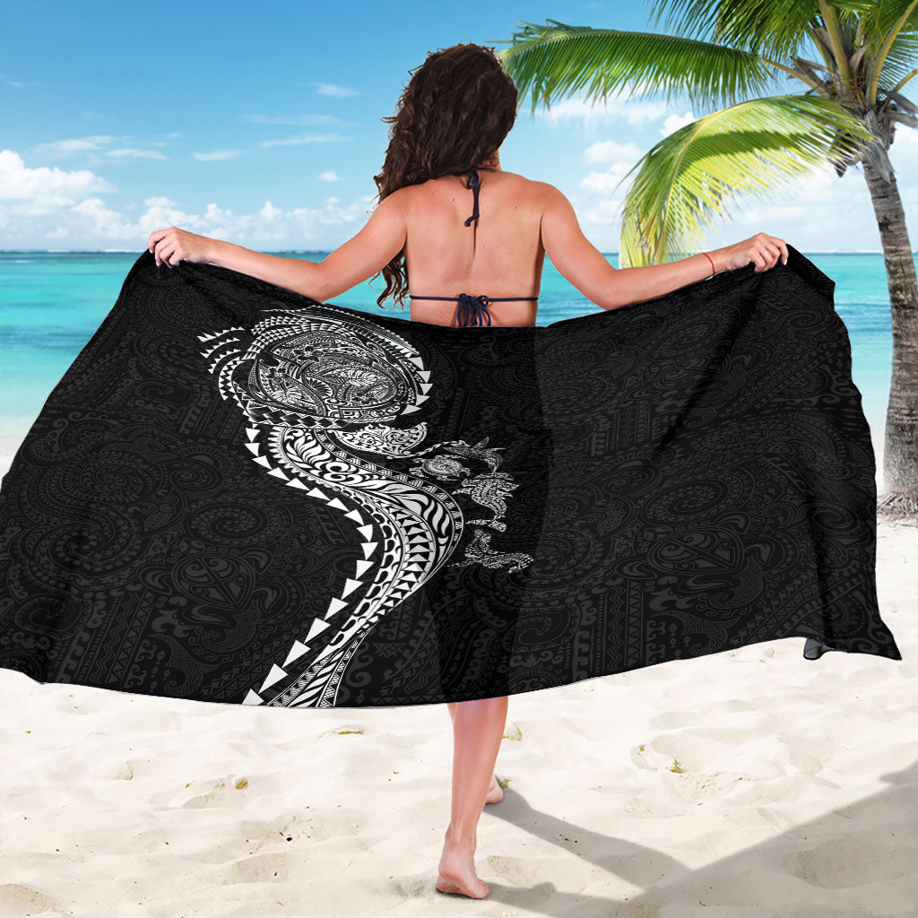 Hawaiian Kakau Tribal Sea Animals Tattoos Sarong Black Color