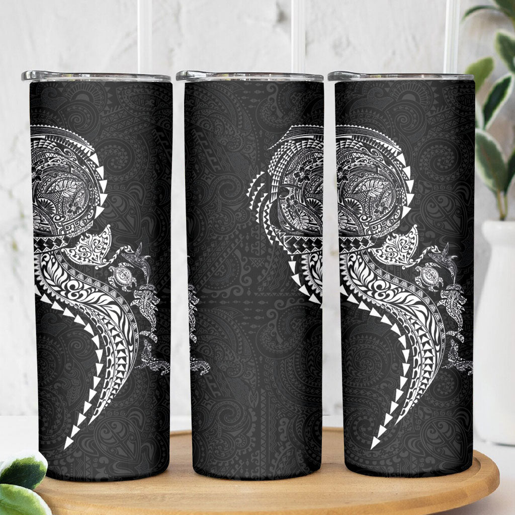 Hawaiian Kakau Tribal Sea Animals Tattoos Skinny Tumbler Black Color LT03 - Polynesian Pride