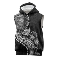 Hawaiian Kakau Tribal Sea Animals Tattoos Sleeveless Hoodie Black Color LT03 Black - Polynesian Pride