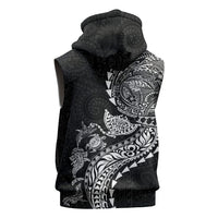 Hawaiian Kakau Tribal Sea Animals Tattoos Sleeveless Hoodie Black Color LT03 - Polynesian Pride