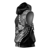 Hawaiian Kakau Tribal Sea Animals Tattoos Sleeveless Hoodie Black Color LT03 - Polynesian Pride