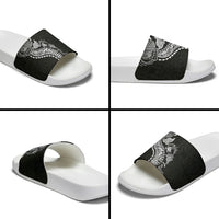 Hawaiian Kakau Tribal Sea Animals Tattoos Slide Sandals Black Color