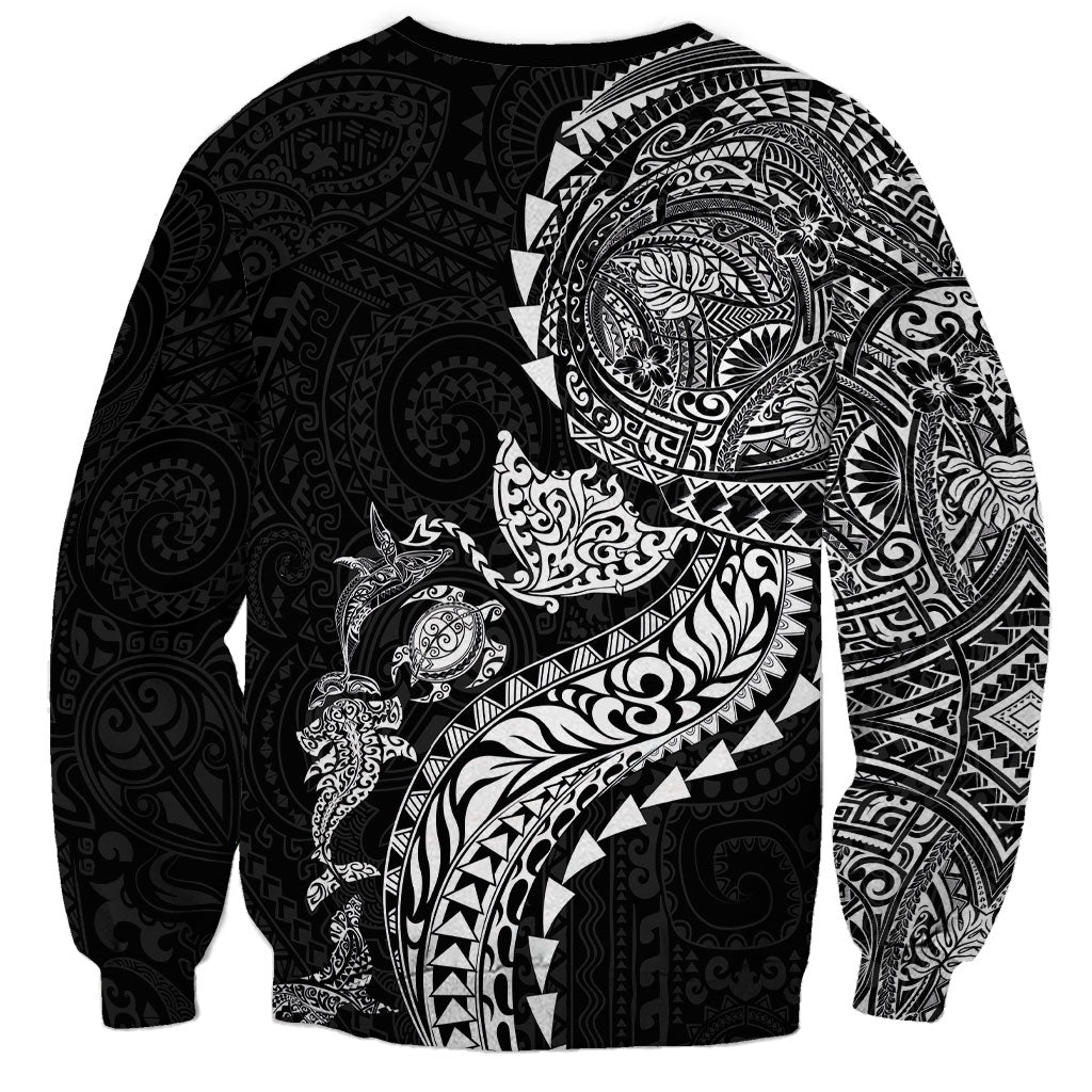 Hawaiian Kakau Tribal Sea Animals Tattoos Sweatshirt Black Color LT03 - Polynesian Pride