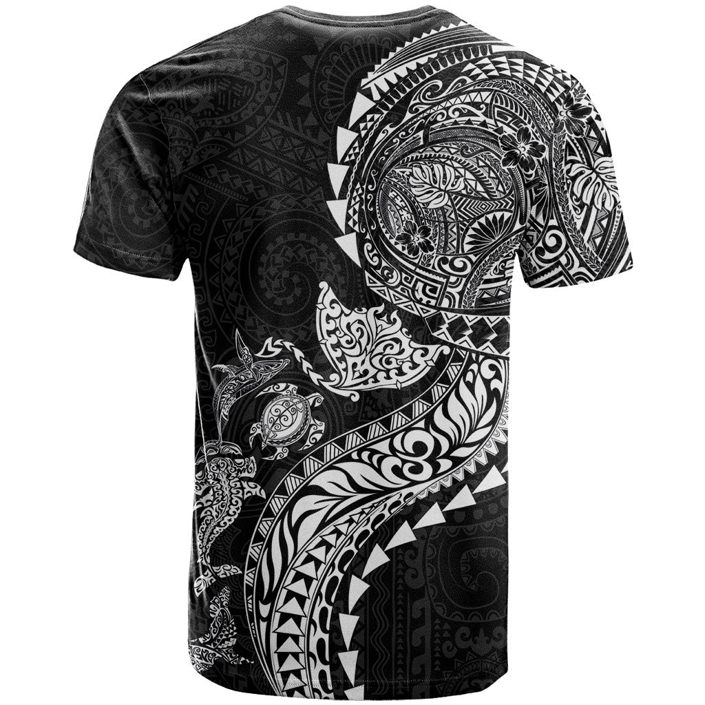 Hawaiian Kakau Tribal Sea Animals Tattoos T Shirt Black Color LT03 - Polynesian Pride