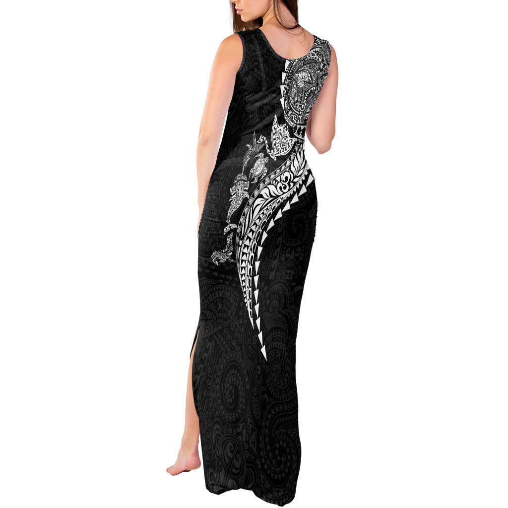 Hawaiian Kakau Tribal Sea Animals Tattoos Tank Maxi Dress Black Color LT03 - Polynesian Pride