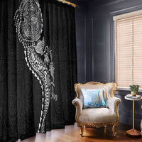 Hawaiian Kakau Tribal Sea Animals Tattoos Window Curtain Black Color