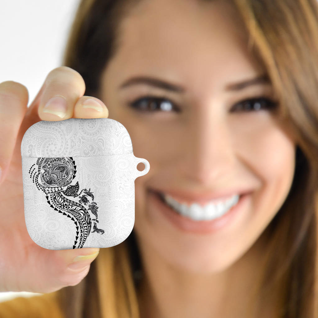 Hawaiian Kakau Tribal Sea Animals Tattoos AirPods Case White Color