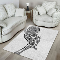 Hawaiian Kakau Tribal Sea Animals Tattoos Area Rug White Color