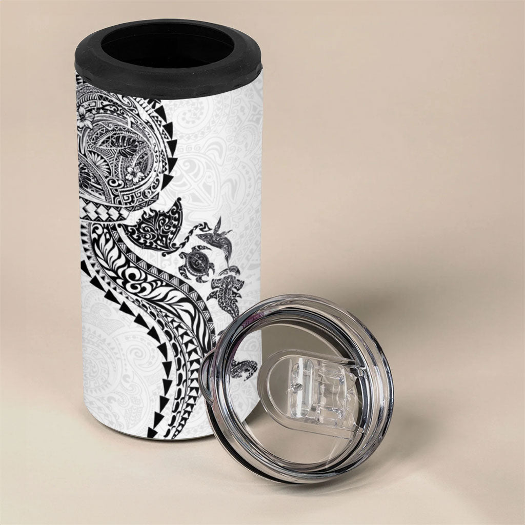 Hawaiian Kakau Tribal Sea Animals Tattoos 4 in 1 Can Cooler Tumbler White Color LT03 - Polynesian Pride