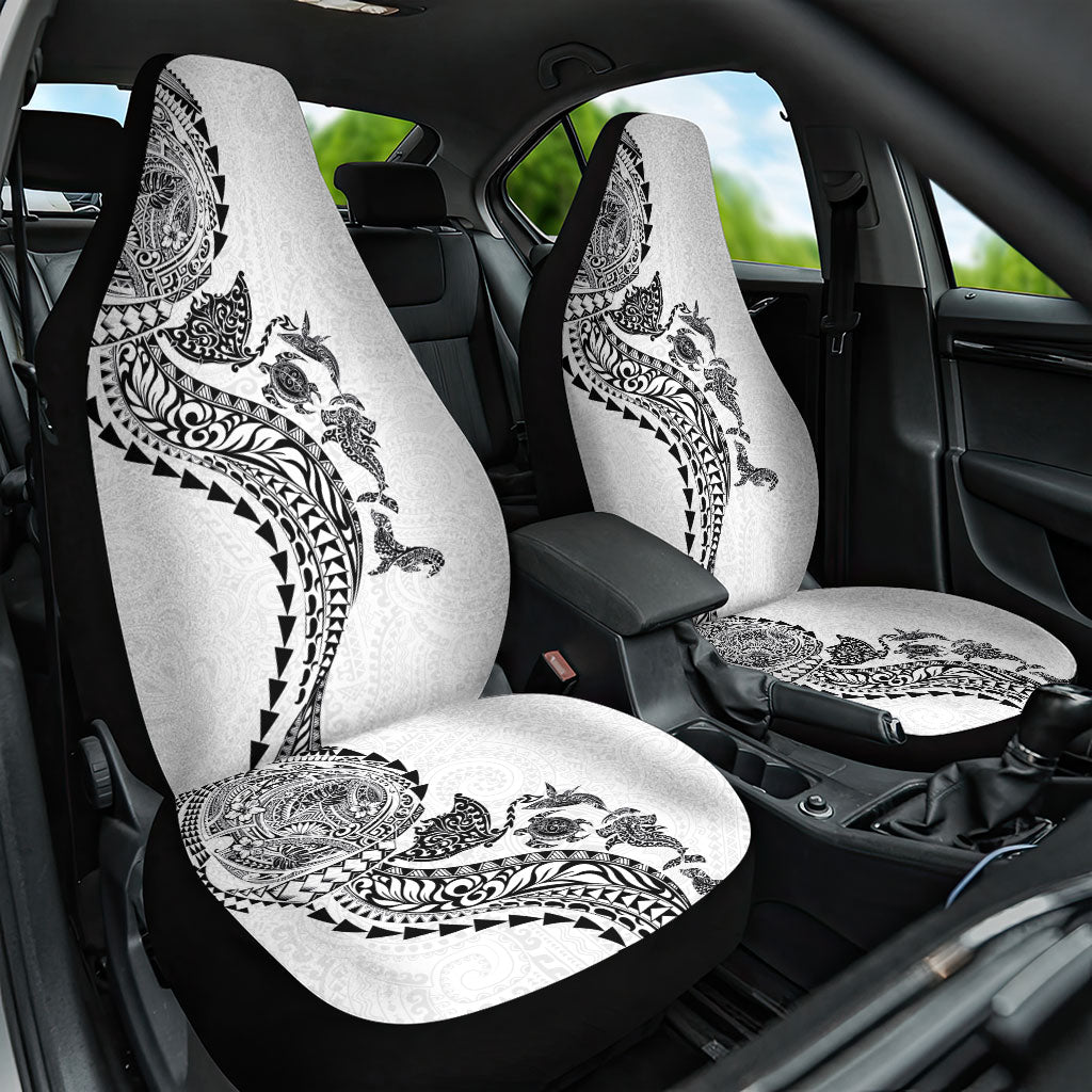 Hawaiian Kakau Tribal Sea Animals Tattoos Car Seat Cover White Color LT03 One Size White - Polynesian Pride