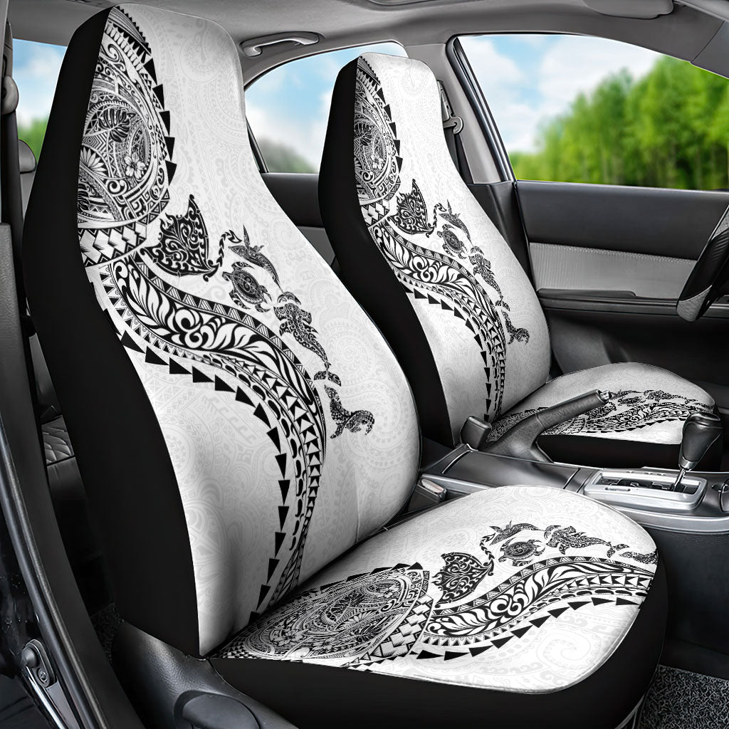 Hawaiian Kakau Tribal Sea Animals Tattoos Car Seat Cover White Color LT03 - Polynesian Pride