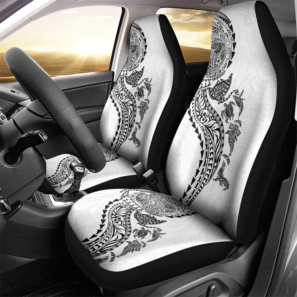 Hawaiian Kakau Tribal Sea Animals Tattoos Car Seat Cover White Color LT03 - Polynesian Pride