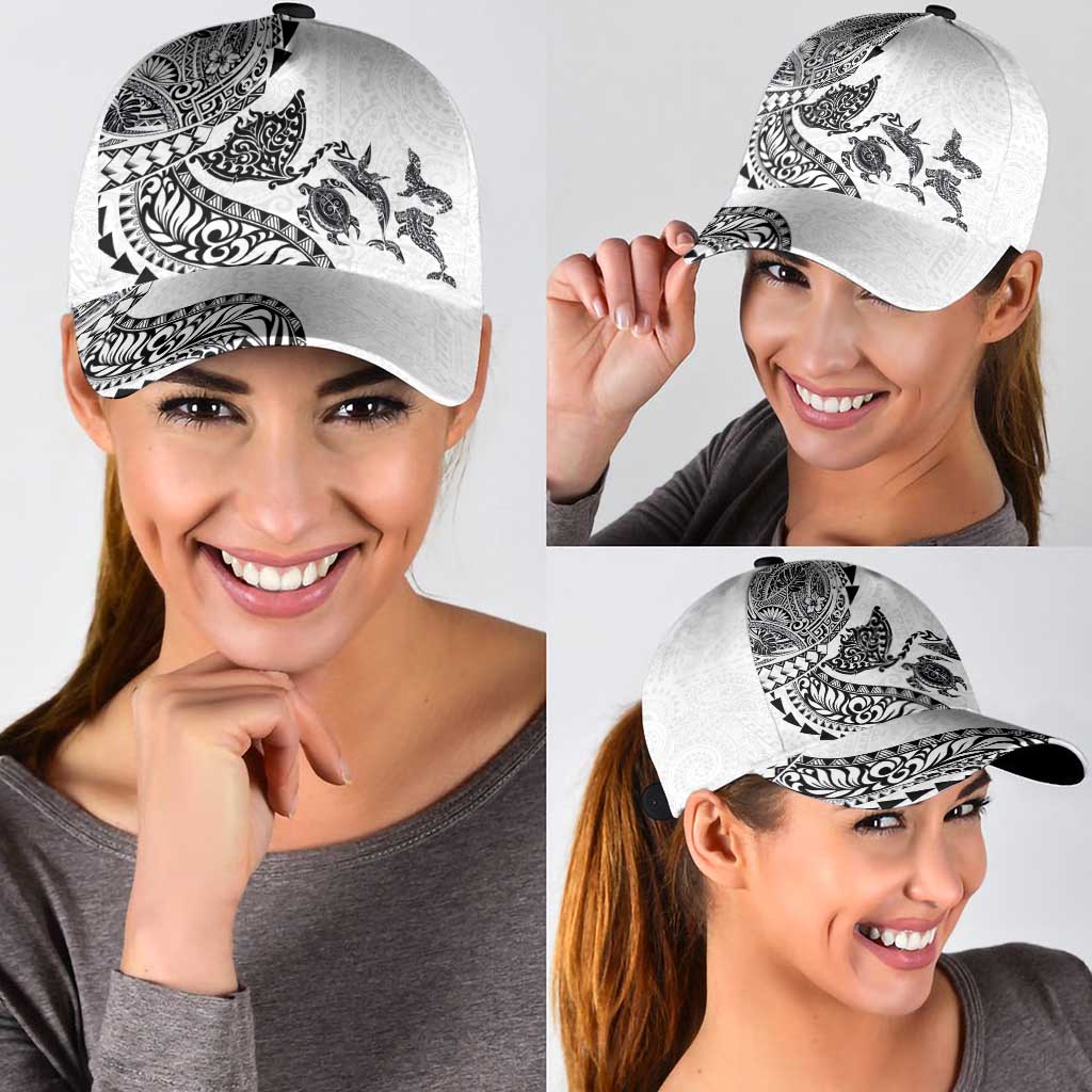 Hawaiian Kakau Tribal Sea Animals Tattoos Classic Cap White Color