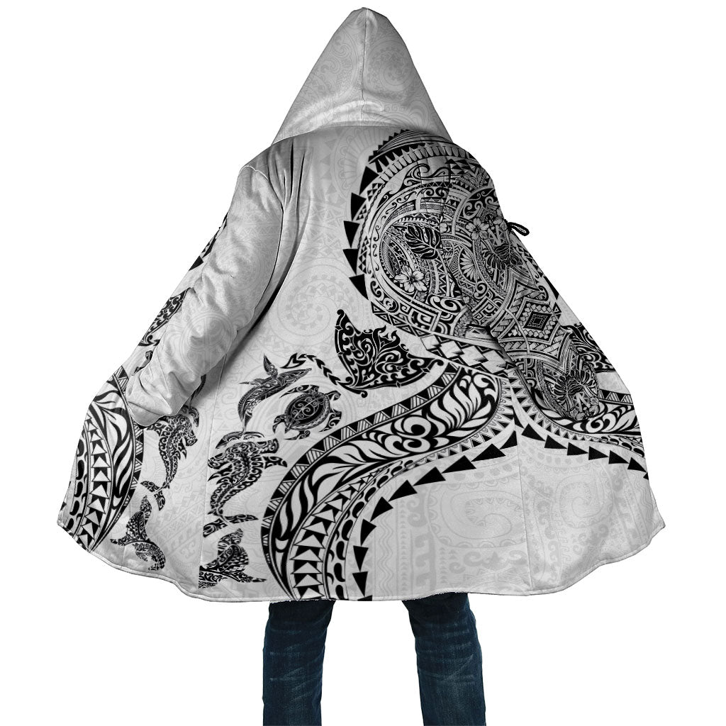 Hawaiian Kakau Tribal Sea Animals Tattoos Cloak White Color