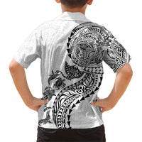 Hawaiian Kakau Tribal Sea Animals Tattoos Family Matching Summer Maxi Dress and Hawaiian Shirt White Color LT03 - Polynesian Pride