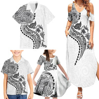 Hawaiian Kakau Tribal Sea Animals Tattoos Family Matching Summer Maxi Dress and Hawaiian Shirt White Color LT03 - Polynesian Pride