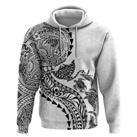Hawaiian Kakau Tribal Sea Animals Tattoos Hoodie White Color LT03 Pullover Hoodie White - Polynesian Pride