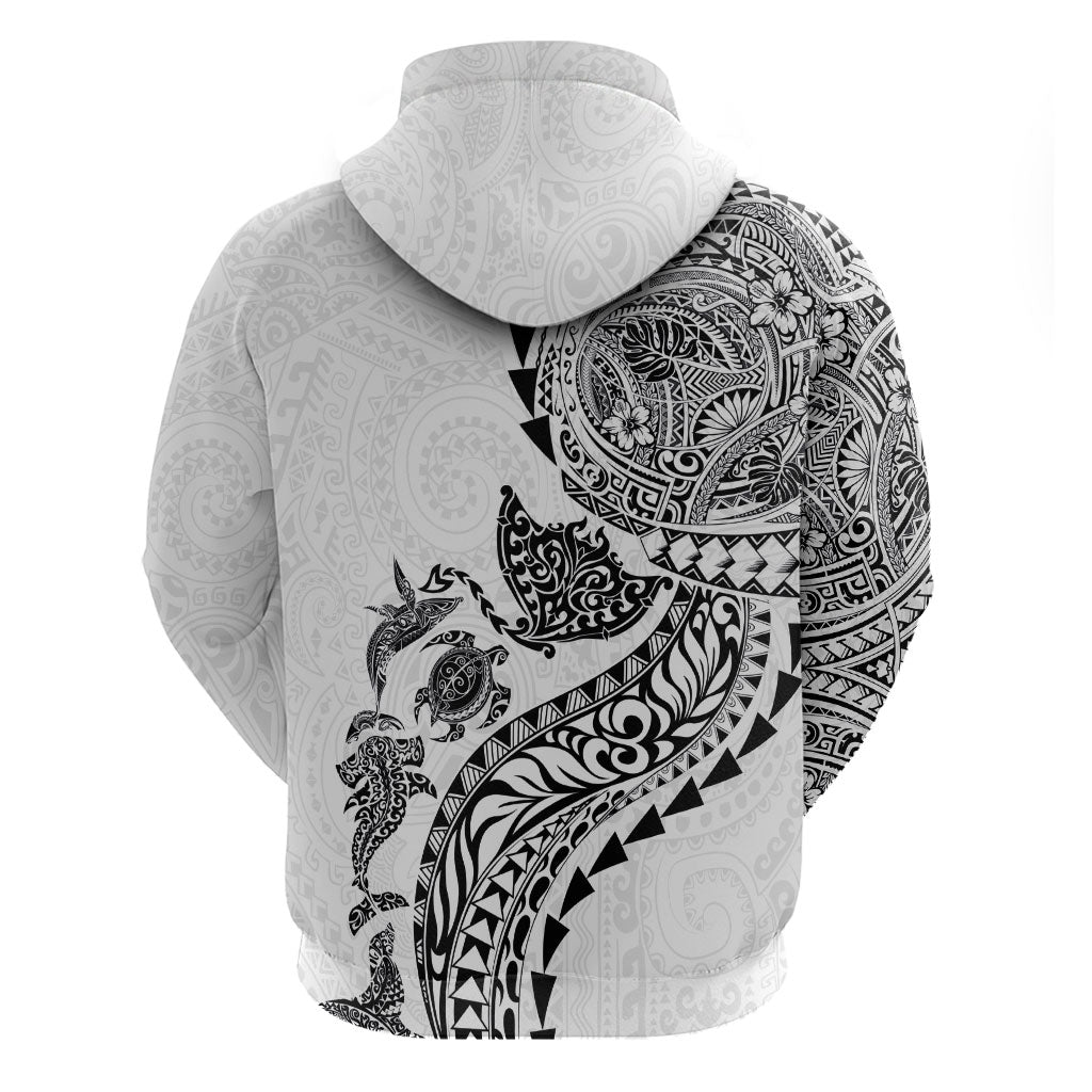 Hawaiian Kakau Tribal Sea Animals Tattoos Hoodie White Color LT03 - Polynesian Pride