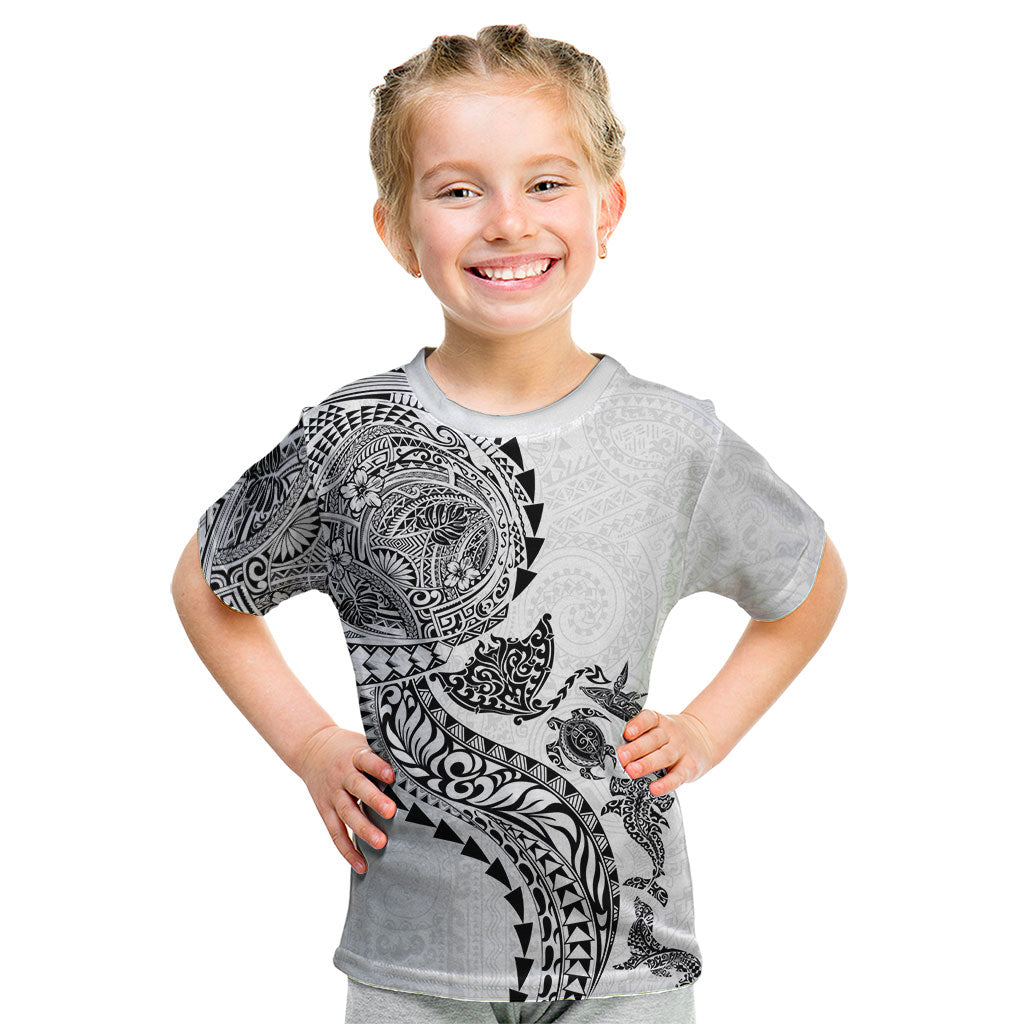 Hawaiian Kakau Tribal Sea Animals Tattoos Kid T Shirt White Color LT03 White - Polynesian Pride