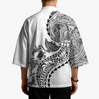 Hawaiian Kakau Tribal Sea Animals Tattoos Kimono White Color