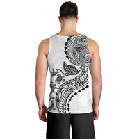Hawaiian Kakau Tribal Sea Animals Tattoos Men Tank Top White Color