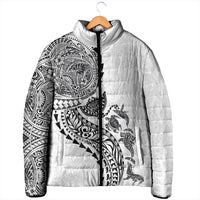 Hawaiian Kakau Tribal Sea Animals Tattoos Padded Jacket White Color LT03 - Polynesian Pride