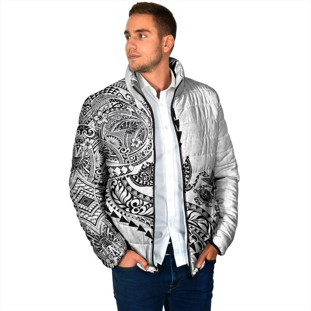 Hawaiian Kakau Tribal Sea Animals Tattoos Padded Jacket White Color LT03 - Polynesian Pride