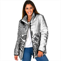 Hawaiian Kakau Tribal Sea Animals Tattoos Padded Jacket White Color LT03 Women White - Polynesian Pride