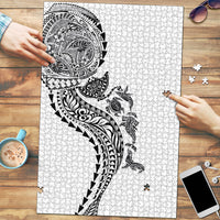 Hawaiian Kakau Tribal Sea Animals Tattoos Puzzle White Color