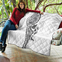 Hawaiian Kakau Tribal Sea Animals Tattoos Quilt White Color