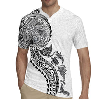 Hawaiian Kakau Tribal Sea Animals Tattoos Rugby Jersey White Color