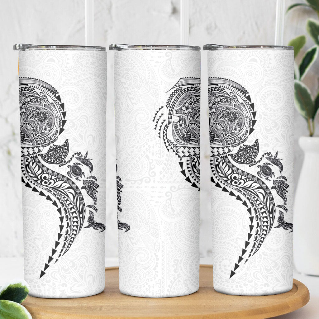 Hawaiian Kakau Tribal Sea Animals Tattoos Skinny Tumbler White Color LT03 - Polynesian Pride