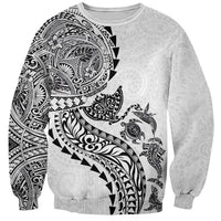 Hawaiian Kakau Tribal Sea Animals Tattoos Sweatshirt White Color LT03 Unisex White - Polynesian Pride