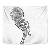 Hawaiian Kakau Tribal Sea Animals Tattoos Tapestry White Color