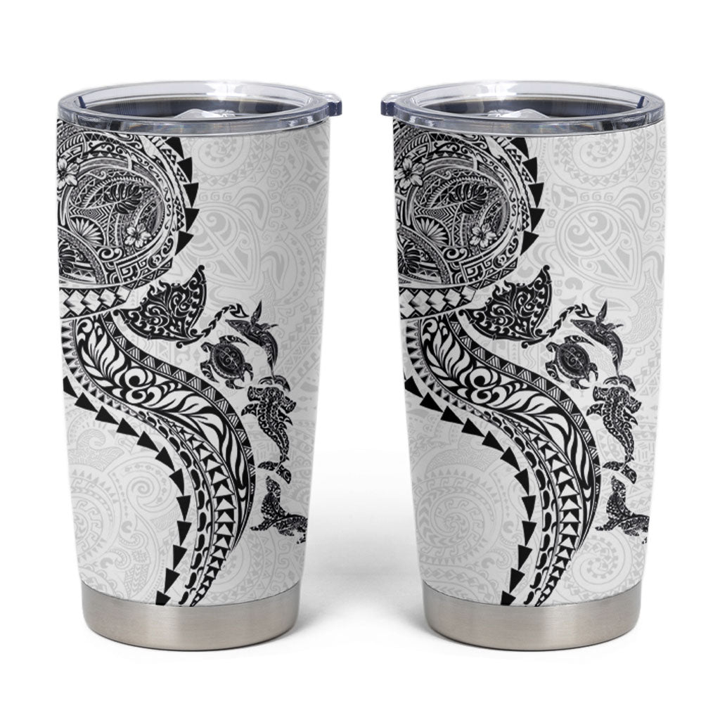 Hawaiian Kakau Tribal Sea Animals Tattoos Tumbler Cup White Color LT03 White - Polynesian Pride