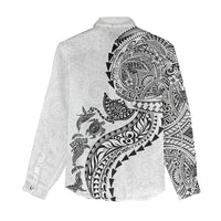 Hawaiian Kakau Tribal Sea Animals Tattoos Women Casual Shirt White Color LT03 - Polynesian Pride